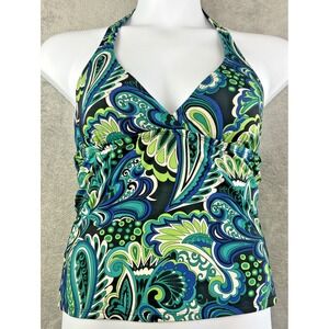 Speedo Swimsuit‎ Top Ladies Size 10 Tankini Blue Green Paisley Babydoll Halter